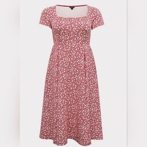 Torrid Floral Print short Sleeve Midi Dress Size 1/1X Women